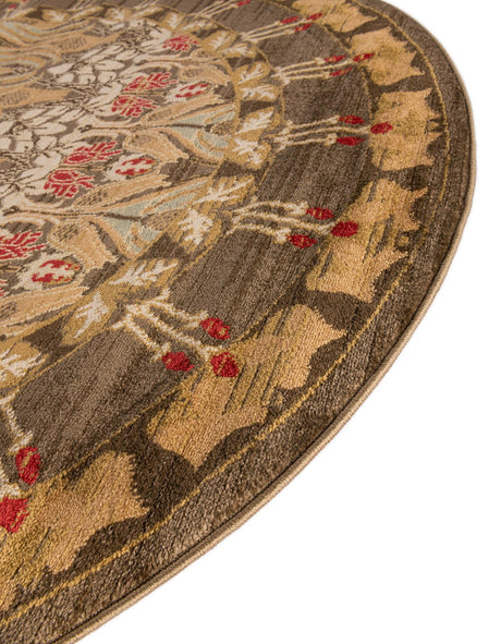 Brown 8' x 8' Edinburgh Round Area Rug 100% Polypropylene Easy Clean With Cotton Backing Traditional Classic Design Carpet for Living, Dining Room, Office for Sale at Rug Engine