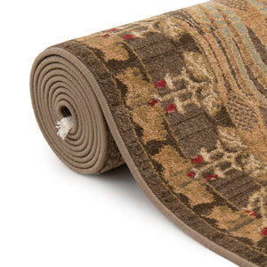 Brown 13' 1 x 13' 1 Edinburgh Round Area Rug 100% Polypropylene Easy Clean With Cotton Backing Traditional Classic Design Carpet for Living, Dining Room, Office for Sale at Rug Engine