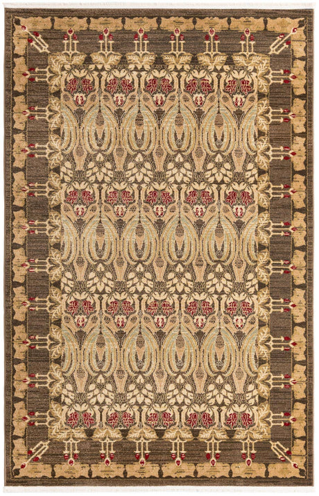 Brown 5' 1 x 8' Edinburgh Rectangle Area Rug 100% Polypropylene Easy Clean With Cotton Backing Traditional Classic Design Carpet for Living, Dining Room, Office for Sale at Rug Engine