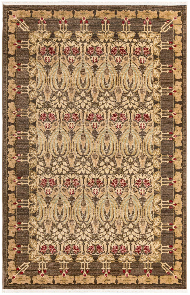 Brown 5' 1 x 8' Edinburgh Rectangle Area Rug 100% Polypropylene Easy Clean With Cotton Backing Traditional Classic Design Carpet for Living, Dining Room, Office for Sale at Rug Engine