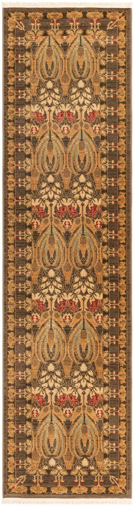 Brown 2' 7 x 10' Edinburgh Runner Area Rug 100% Polypropylene Easy Clean With Cotton Backing Traditional Classic Design Carpet for Living, Dining Room, Office for Sale at Rug Engine