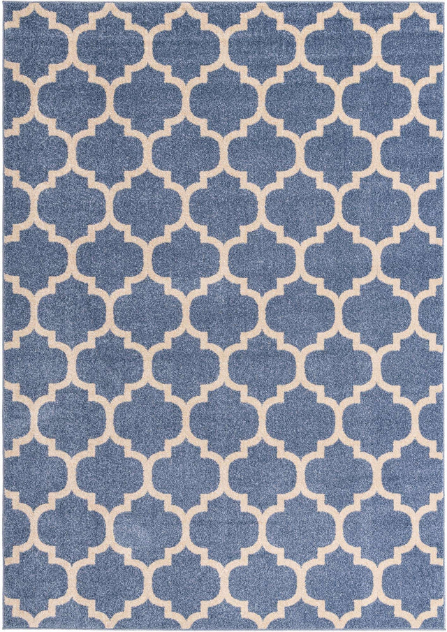 Light Blue 7' 1 x 10' Trellis Rectangle Area Rug