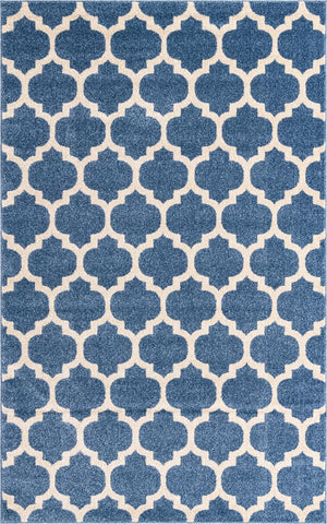 Light Blue 5' 3 x 8' Trellis Rectangle Area Rug