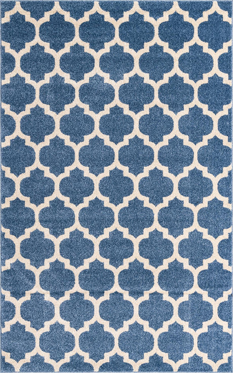 Light Blue 5' 3 x 8' Trellis Rectangle Area Rug Geometric Modern Unique Durable Easy Clean Carpet for Contemporary Interior Design for Sale at Rug Engine