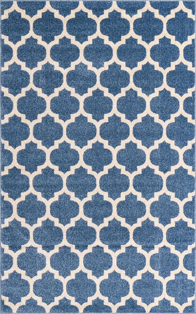Light Blue 5' 3 x 8' Trellis Rectangle Area Rug