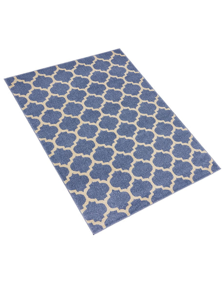 Light Blue 5' 3 x 8' Trellis Rectangle Area Rug Geometric Modern Unique Durable Easy Clean Carpet for Contemporary Interior Design for Sale at Rug Engine