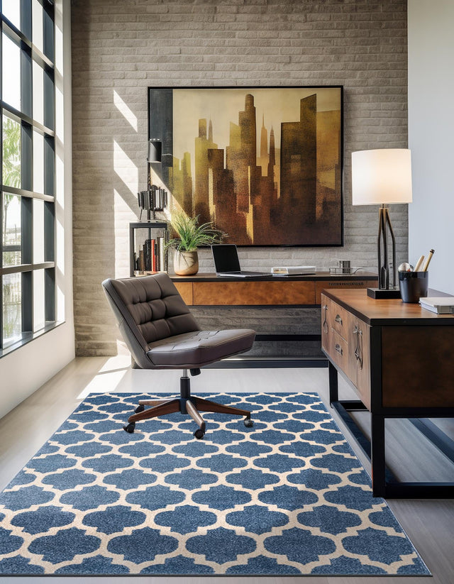 Light Blue 9' x 12' 2 Trellis Rectangle Rug