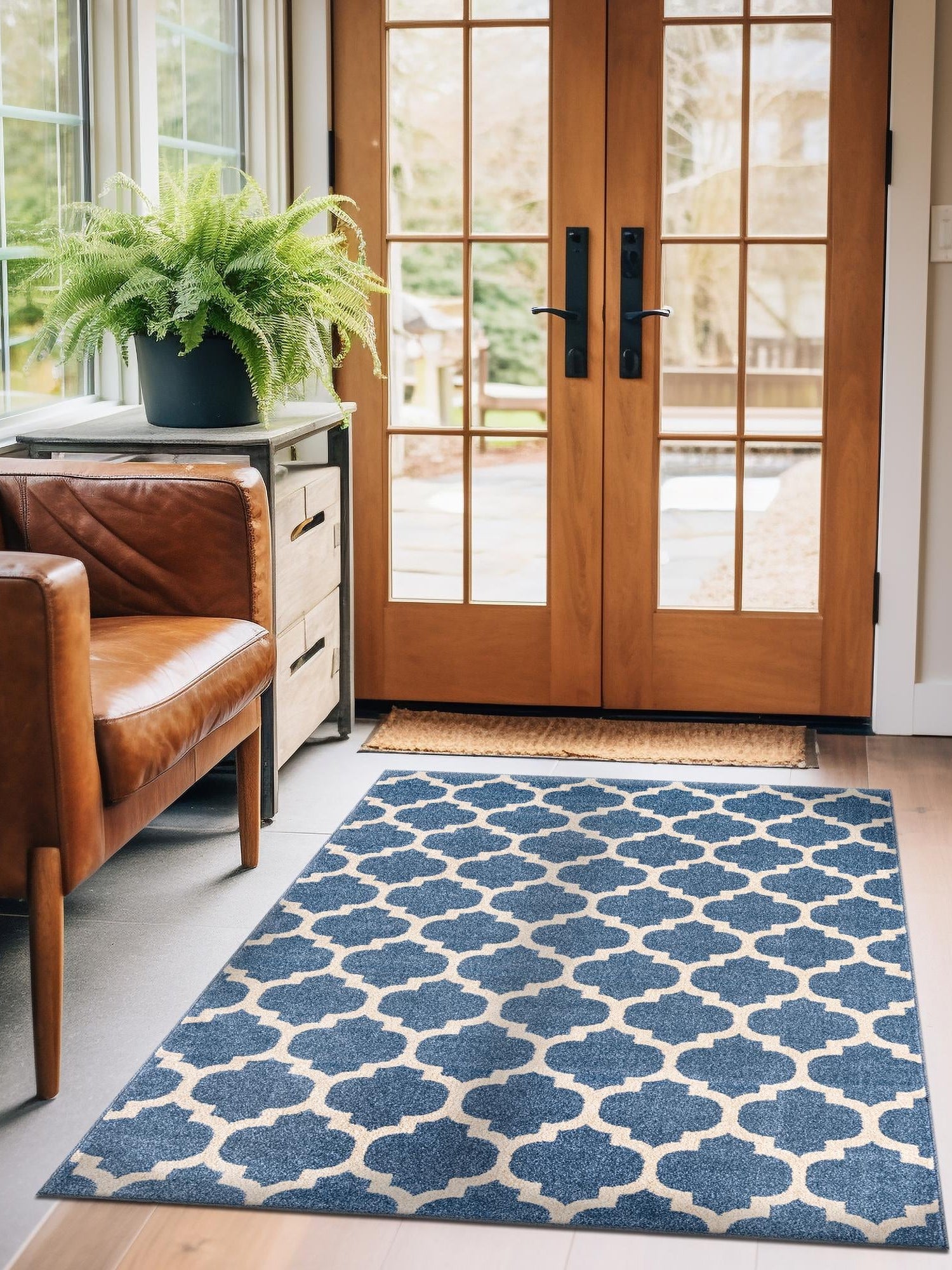 Light Blue 7' 1 x 10' Trellis Rectangle Area Rug