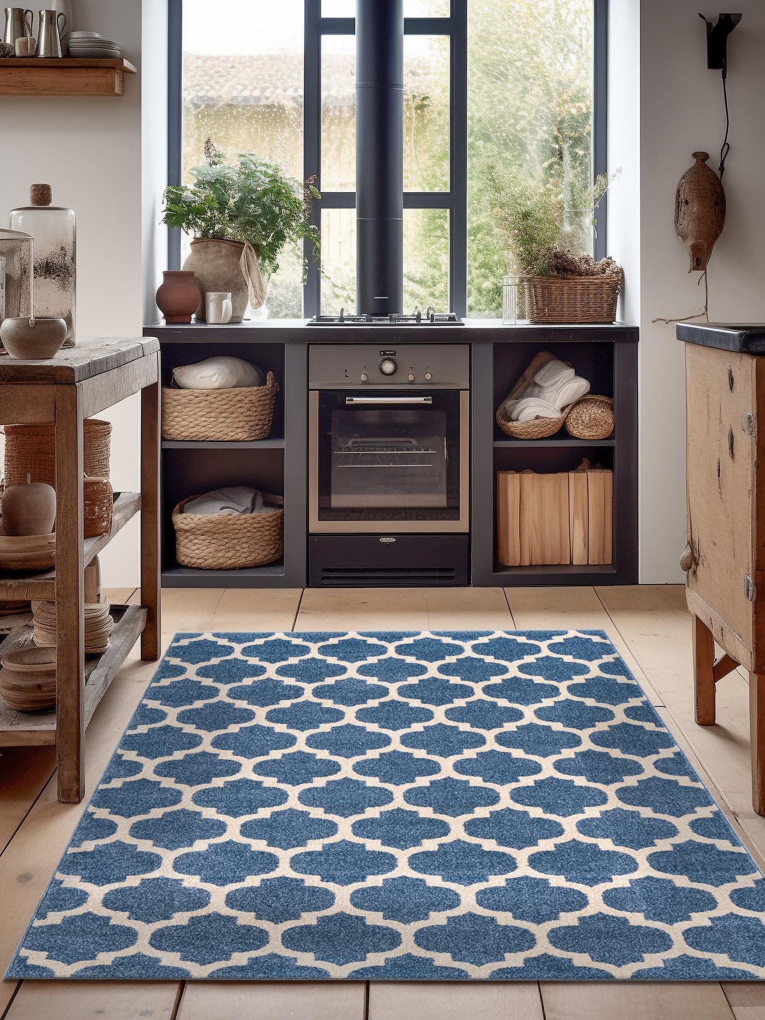 Light Blue 3' 1 x 5' 3 Trellis Rectangle Area Rug