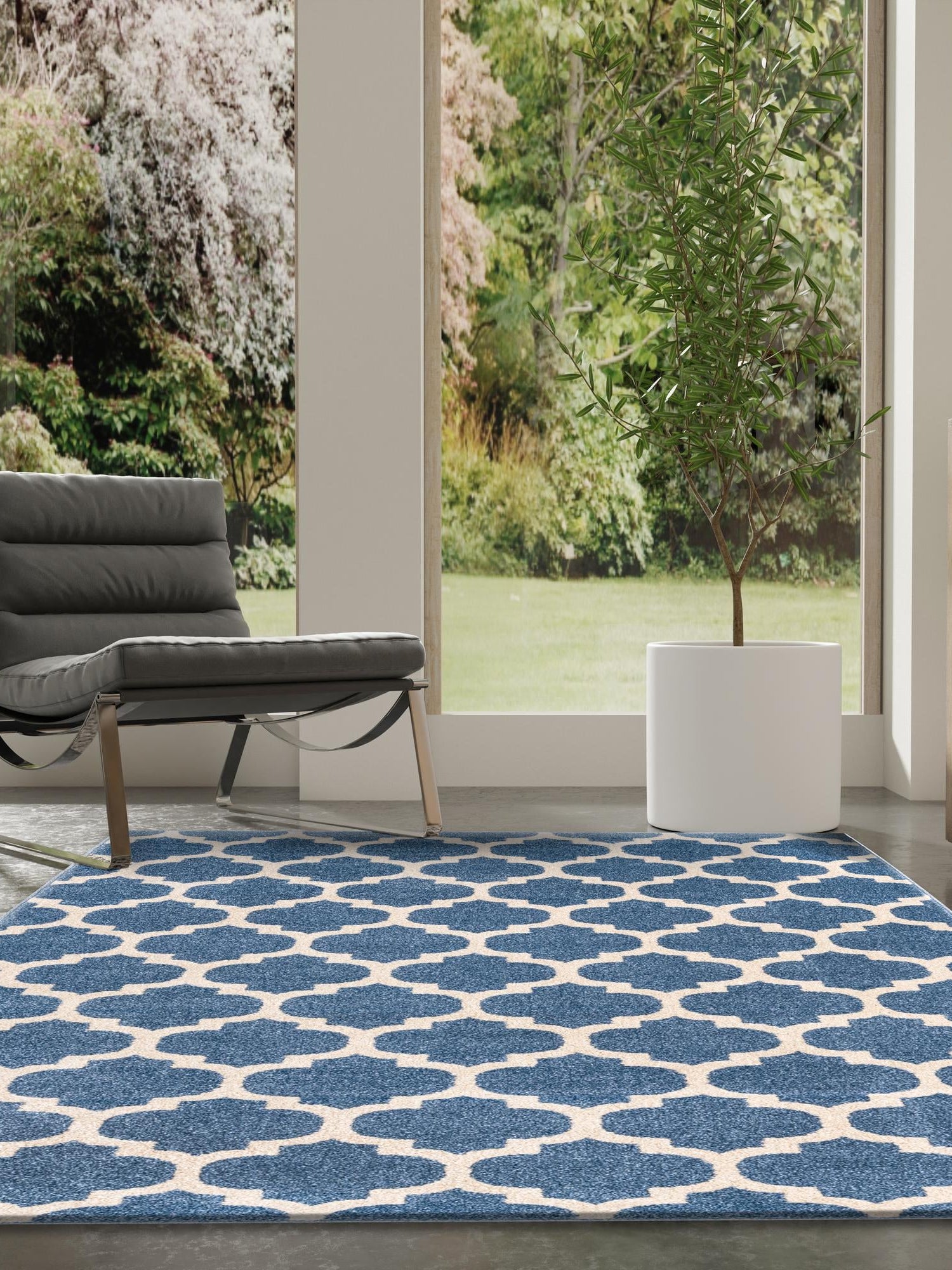 Light Blue 2' x 3' 1 Trellis Rectangle Area Rug