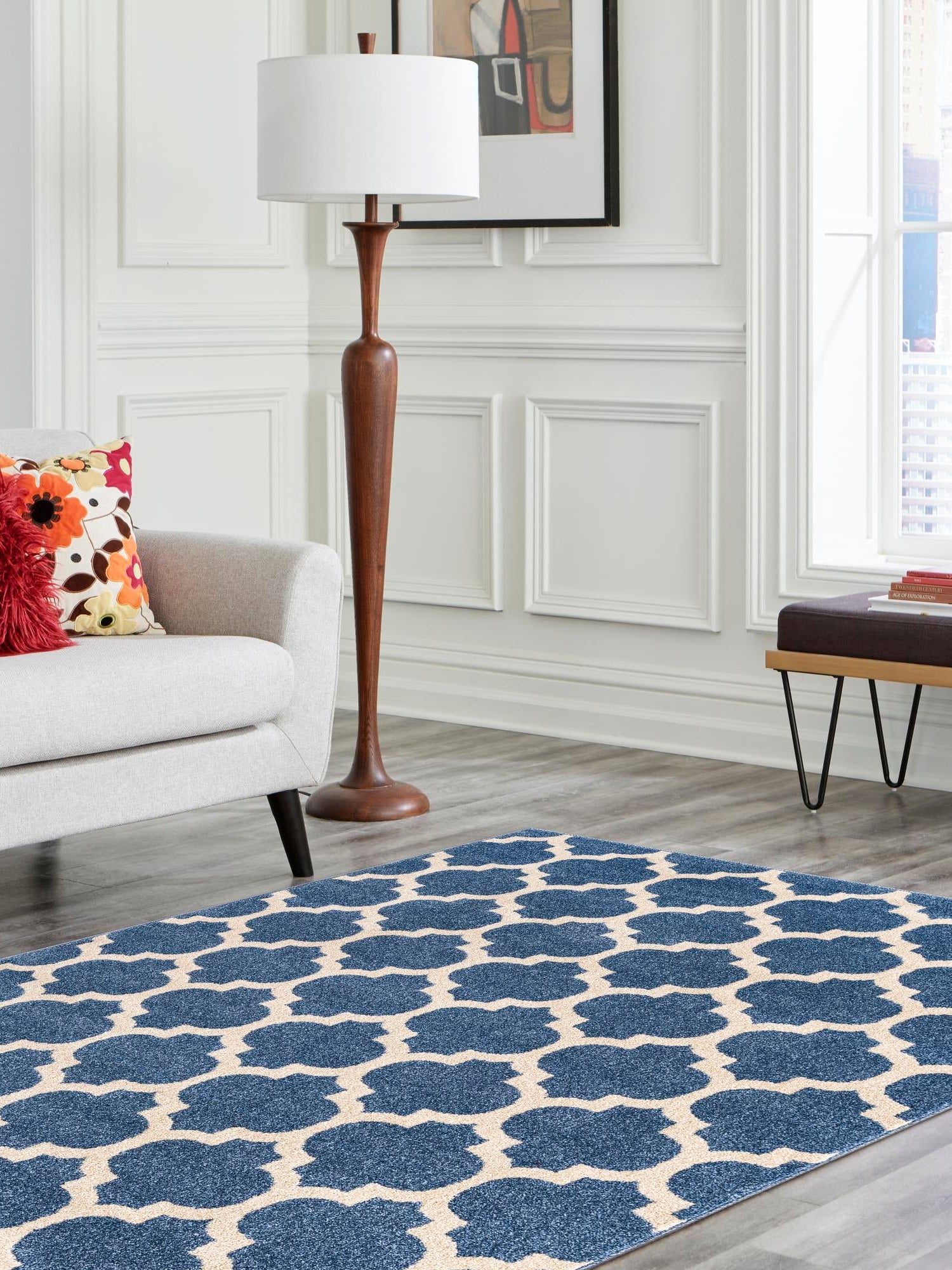 Light Blue 2' x 3' 1 Trellis Rectangle Area Rug