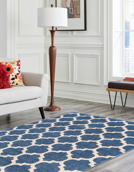Light Blue 2' x 3' 1 Trellis Rectangle Area Rug Geometric Modern Unique Durable Easy Clean Carpet for Contemporary Interior Design for Sale at Rug Engine