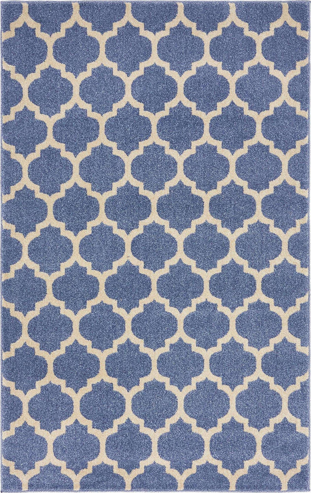 Light Blue 5' 3 x 8' Trellis Rectangle Area Rug