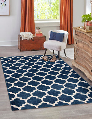Dark Blue 3' 1 x 5' 3 Trellis Rectangle Area Rug