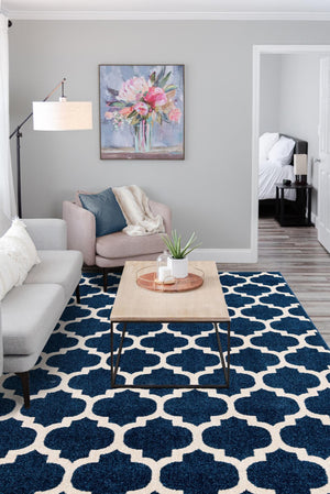 Dark Blue 2' x 3' 1 Trellis Rectangle Area Rug