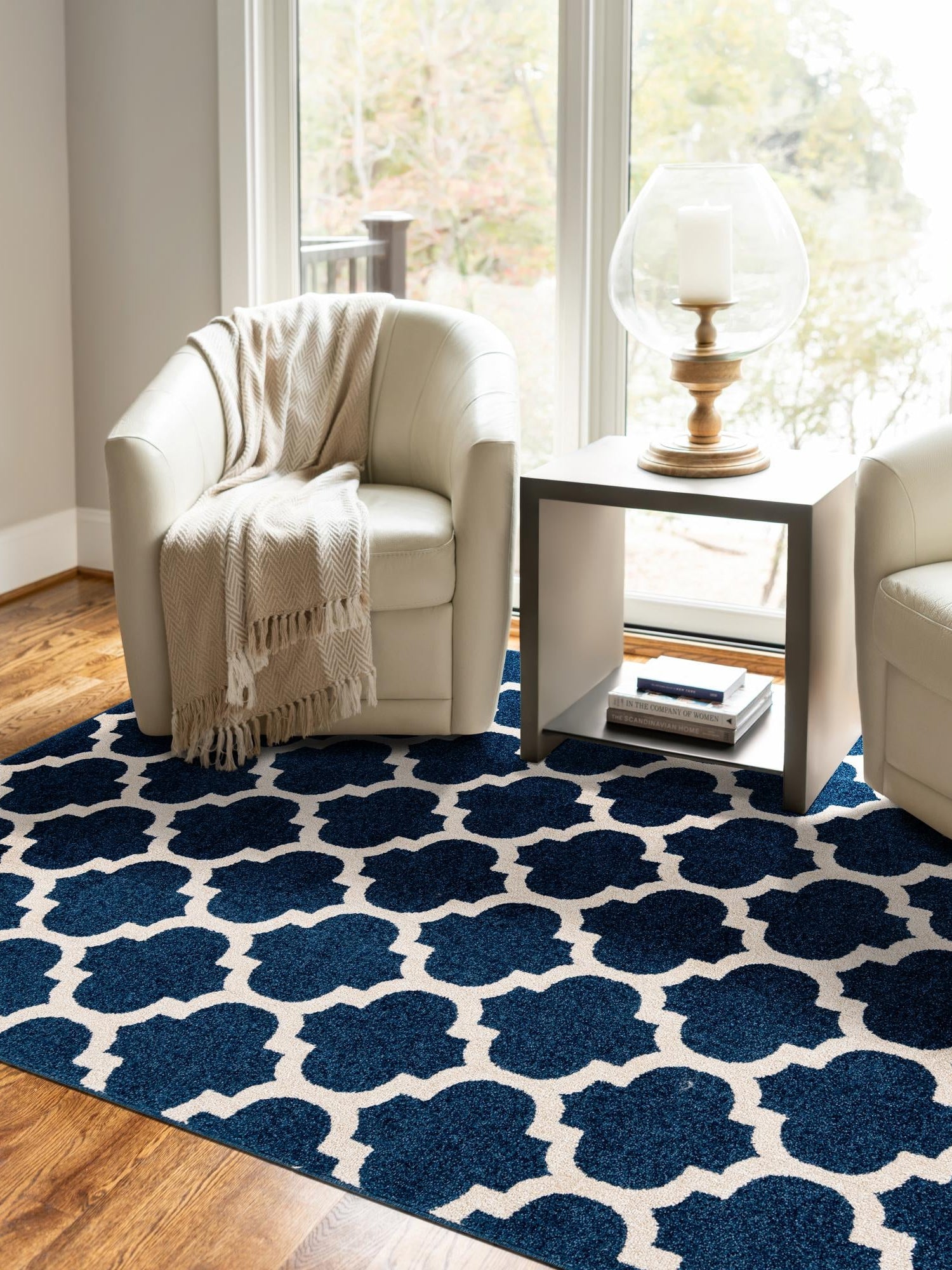 Dark Blue 7' 10 x 11' Trellis Rectangle Area Rug