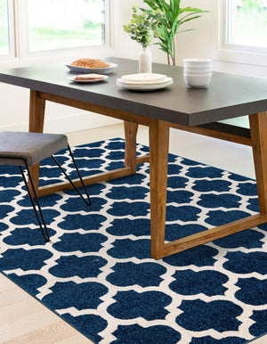 Dark Blue 3' 1 x 5' 3 Trellis Rectangle Area Rug