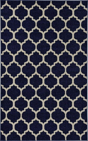 Dark Blue 5' 3 x 8' Trellis Rectangle Area Rug