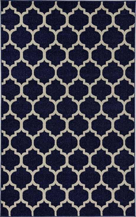 Dark Blue 5' 3 x 8' Trellis Rectangle Area Rug