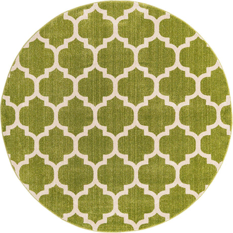 Light Green 6' 1 x 6' 1 Trellis Round Area Rug