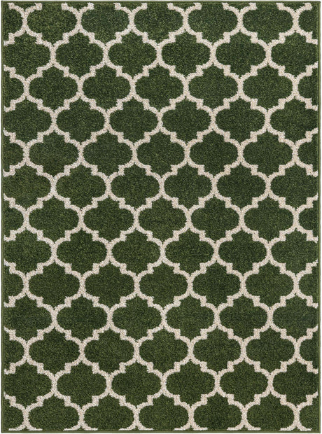 Dark Green 9' x 12' Trellis Rectangle Area Rug