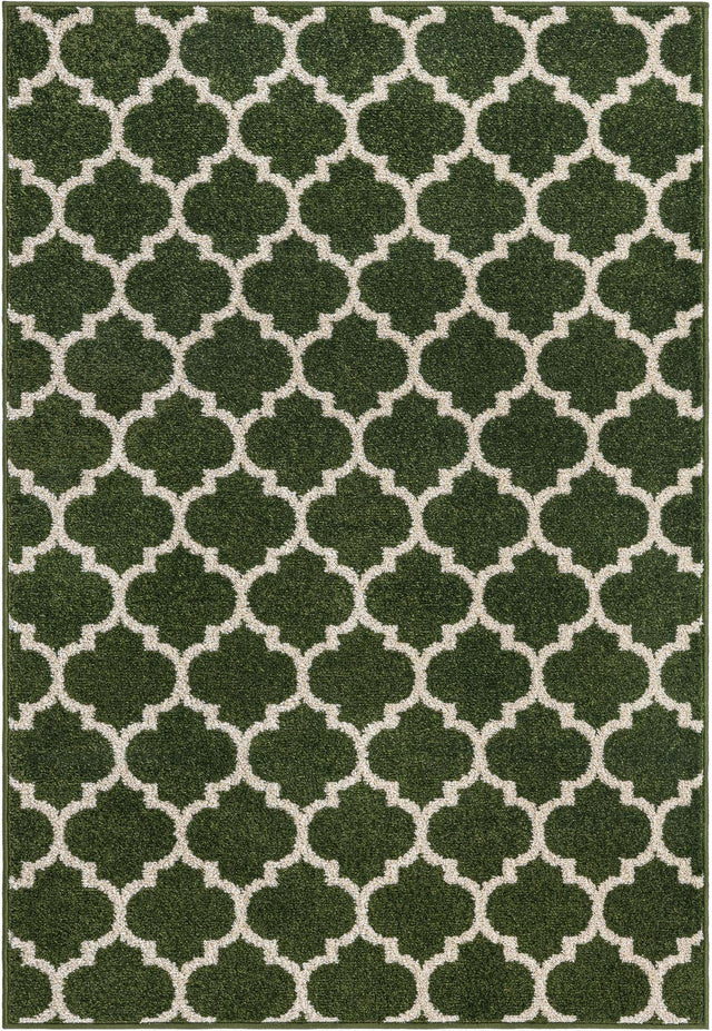 Dark Green 7' 1 x 10' Trellis Rectangle Area Rug
