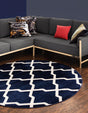 Navy Blue 3' 3 x 3' 3 Trellis Round Rug