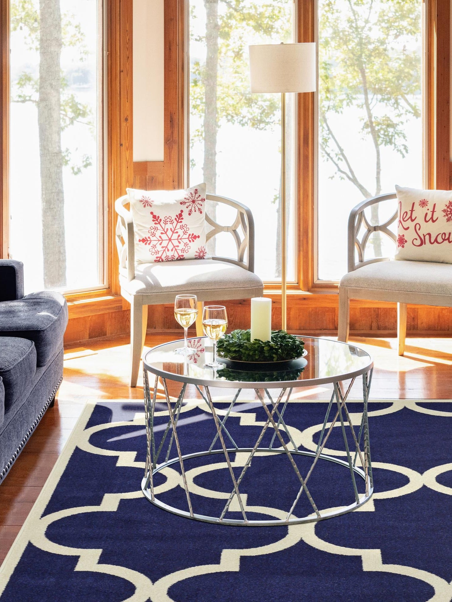 Navy Blue 2' x 3' 1 Trellis Rectangle Area Rug