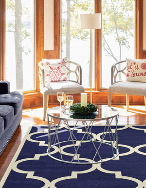 Navy Blue 6' 1 x 9' Trellis Rectangle Rug