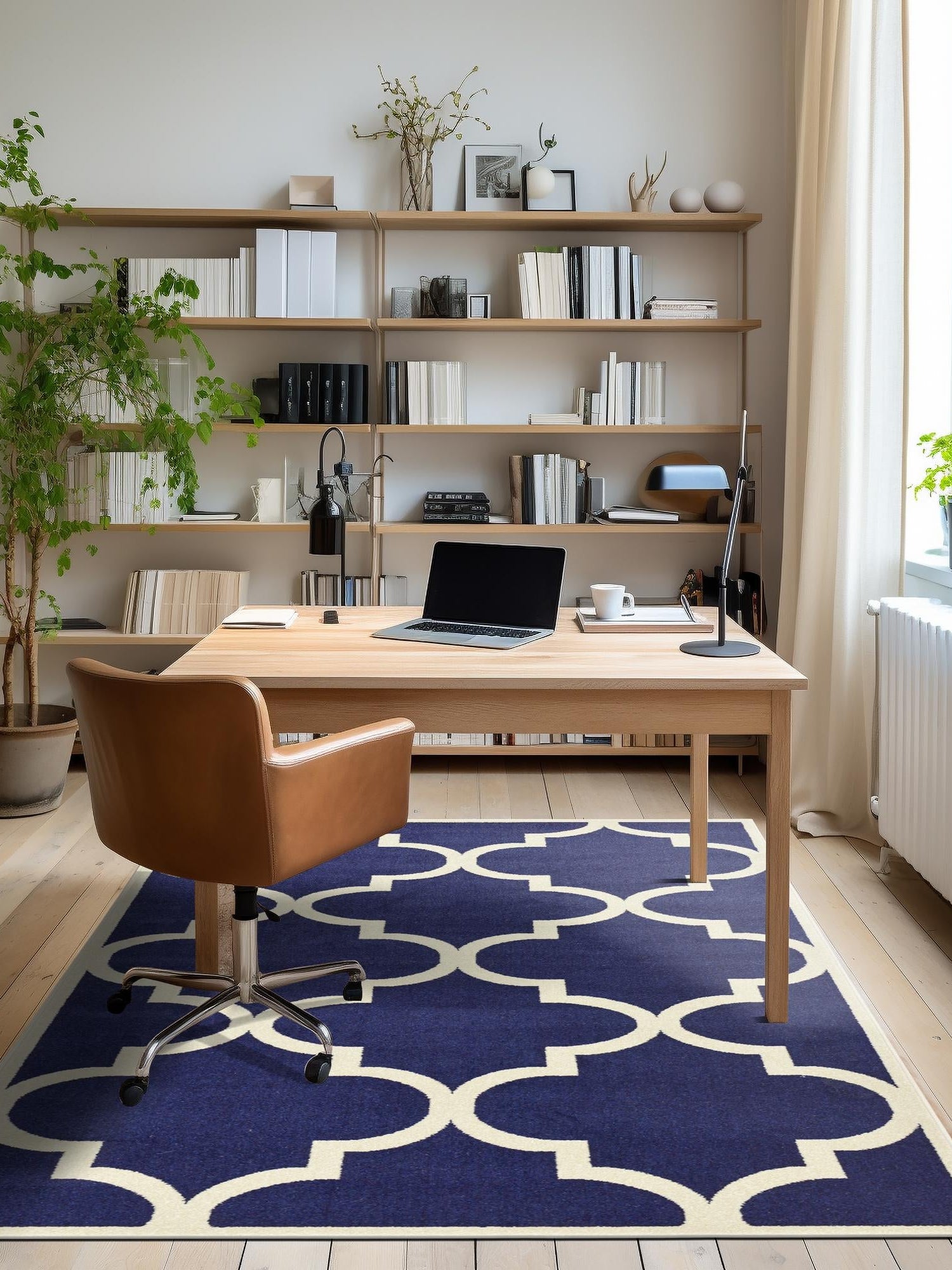 Navy Blue 7' 10 x 11' Trellis Rectangle Area Rug