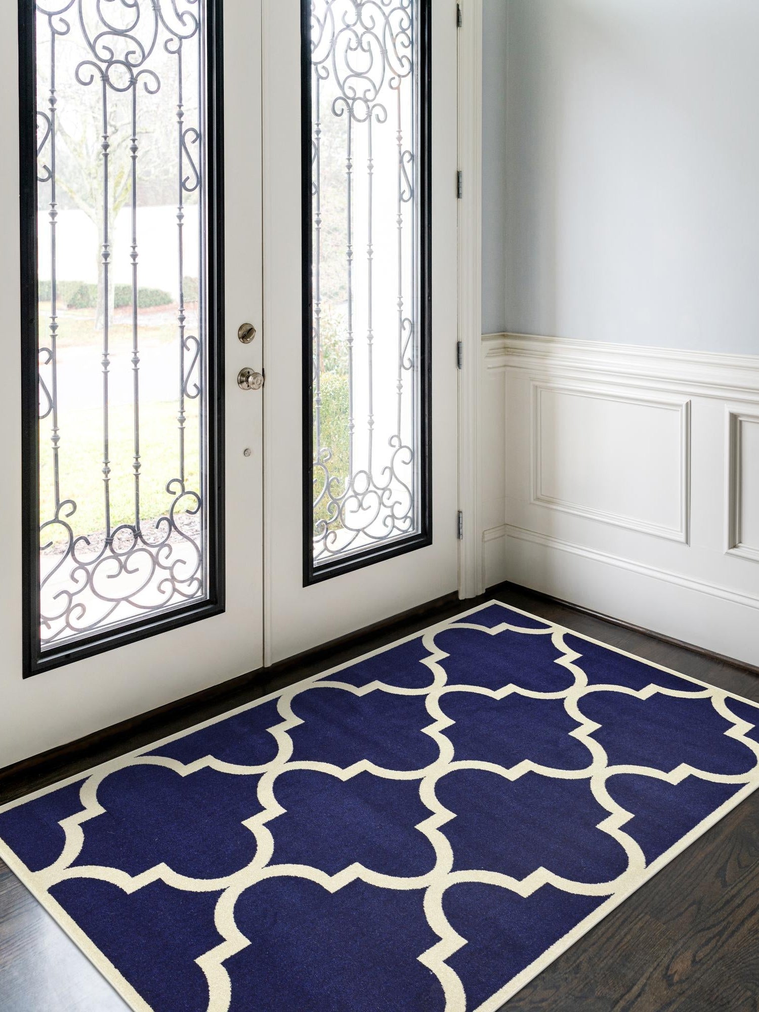 Navy Blue 9' x 12' Trellis Rectangle Area Rug