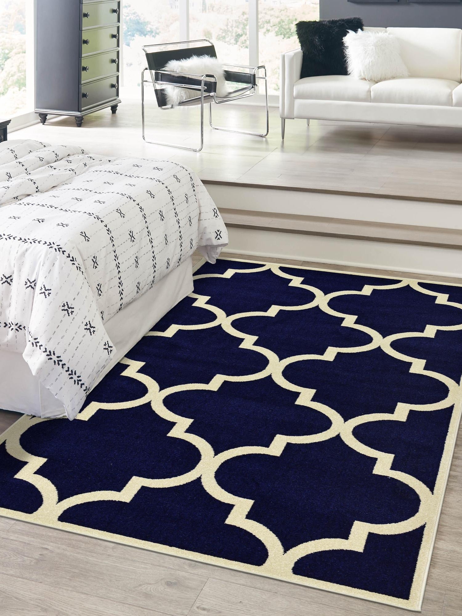 Navy Blue 7' 1 x 10' Trellis Rectangle Area Rug
