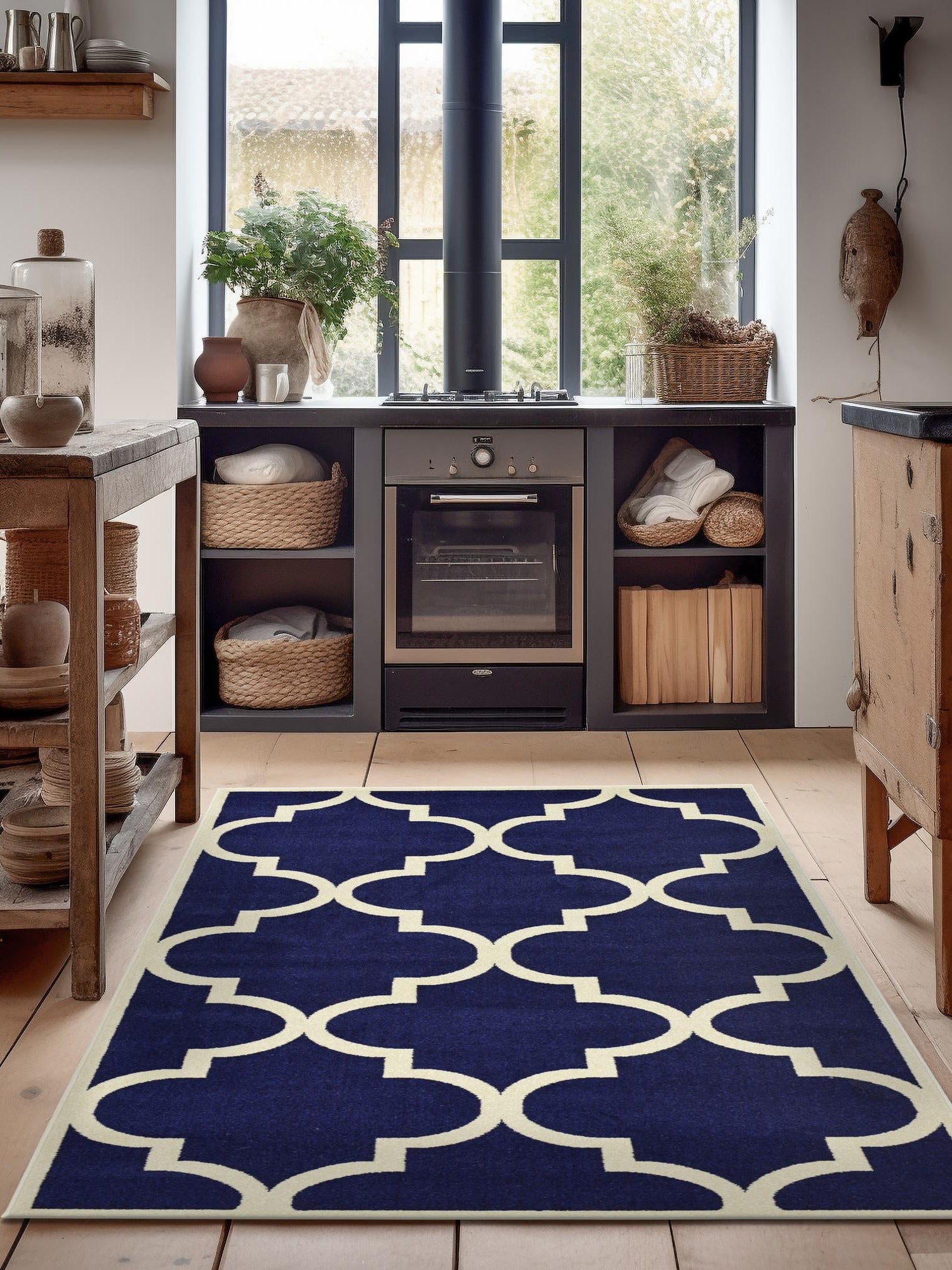 Navy Blue 10' x 13' 1 Trellis Rectangle Area Rug