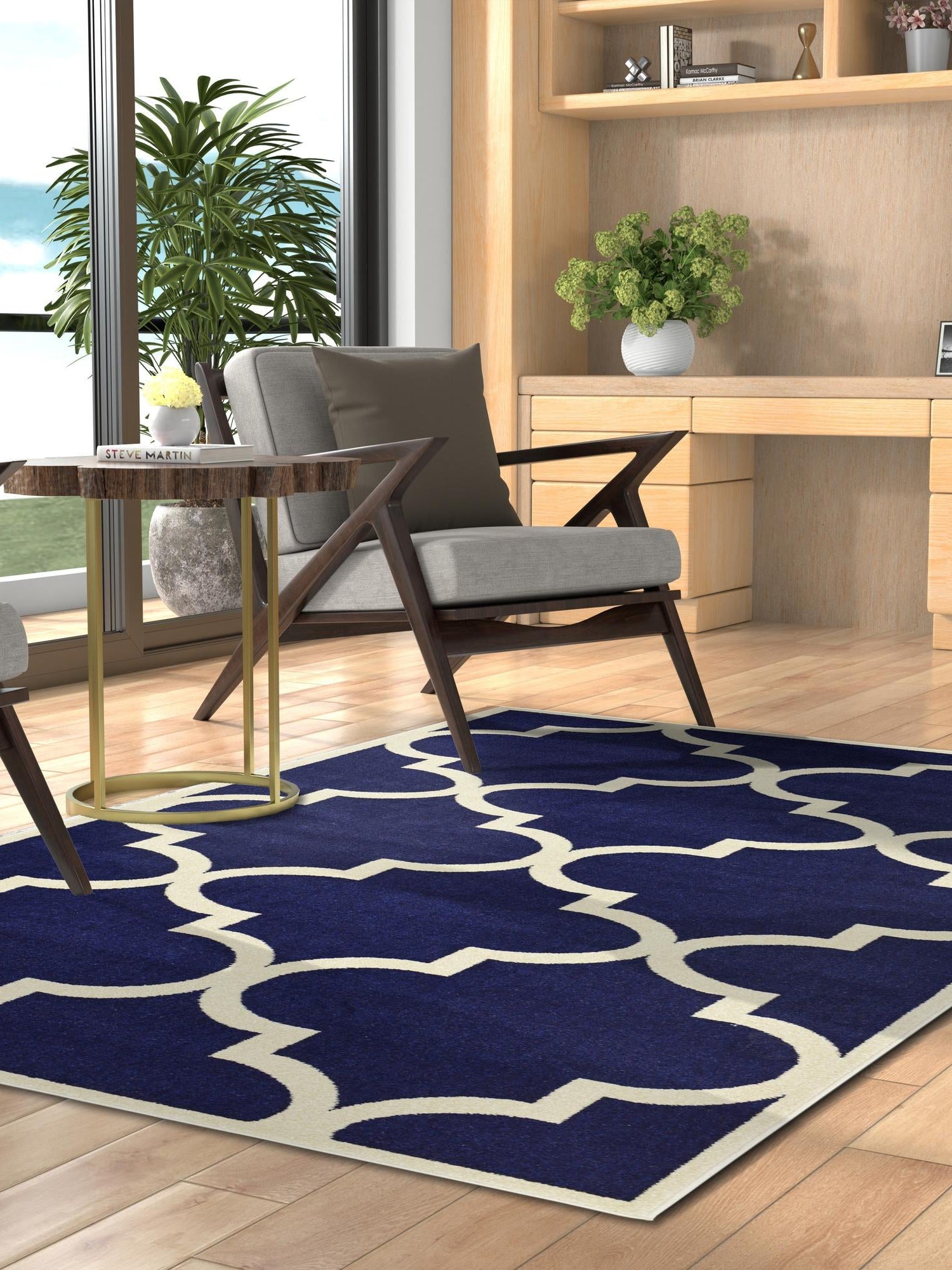 Navy Blue 7' 1 x 10' Trellis Rectangle Area Rug