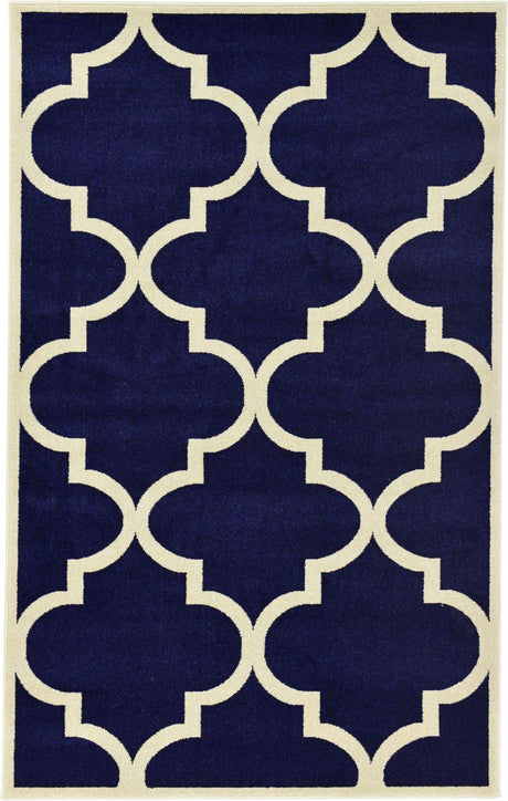 Navy Blue 5' 3 x 8' Trellis Rectangle Area Rug