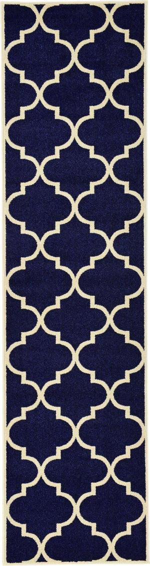 Navy Blue 2' 7 x 10' Trellis Runner Area Rug
