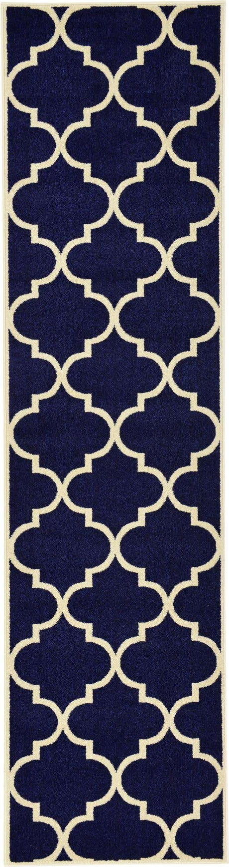 Navy Blue 2' 7 x 10' Trellis Runner Area Rug