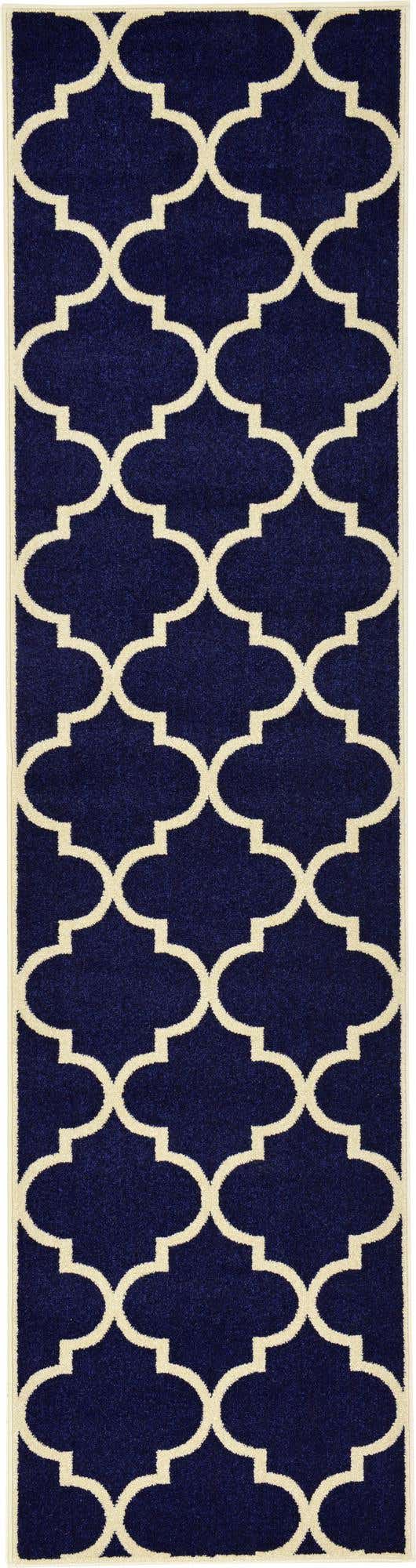 Navy Blue 2' 7 x 10' Trellis Runner Area Rug
