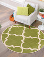 Green 6' 1 x 6' 1 Trellis Round Area Rug