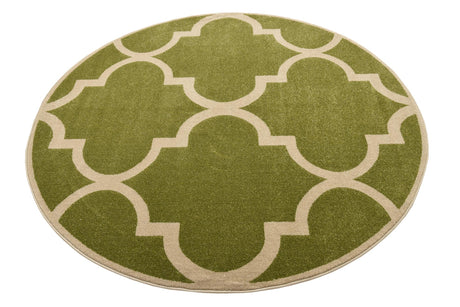 Green 6' 1 x 6' 1 Trellis Round Area Rug Geometric Modern Unique Durable Easy Clean Carpet for Contemporary Interior Design for Sale at Rug Engine