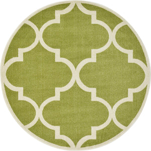 Green 6' 1 x 6' 1 Trellis Round Area Rug