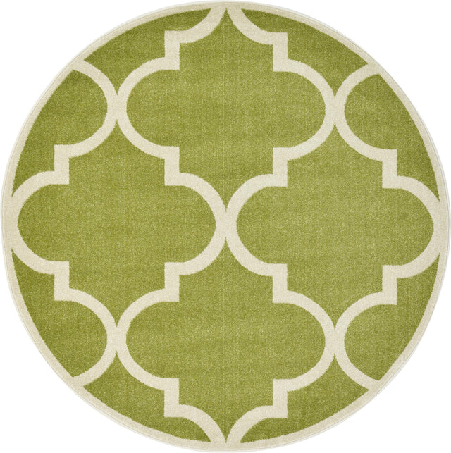 Green 6' 1 x 6' 1 Trellis Round Area Rug