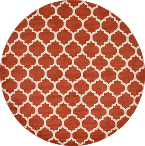 Light Terracotta 8' x 8' Trellis Round Area Rug