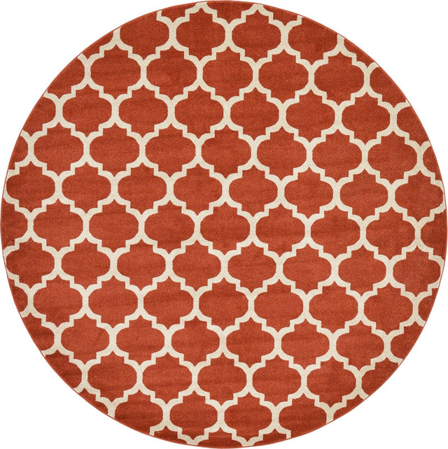 Light Terracotta 8' x 8' Trellis Round Area Rug