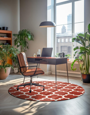 Light Terracotta 8' x 8' Trellis Round Area Rug