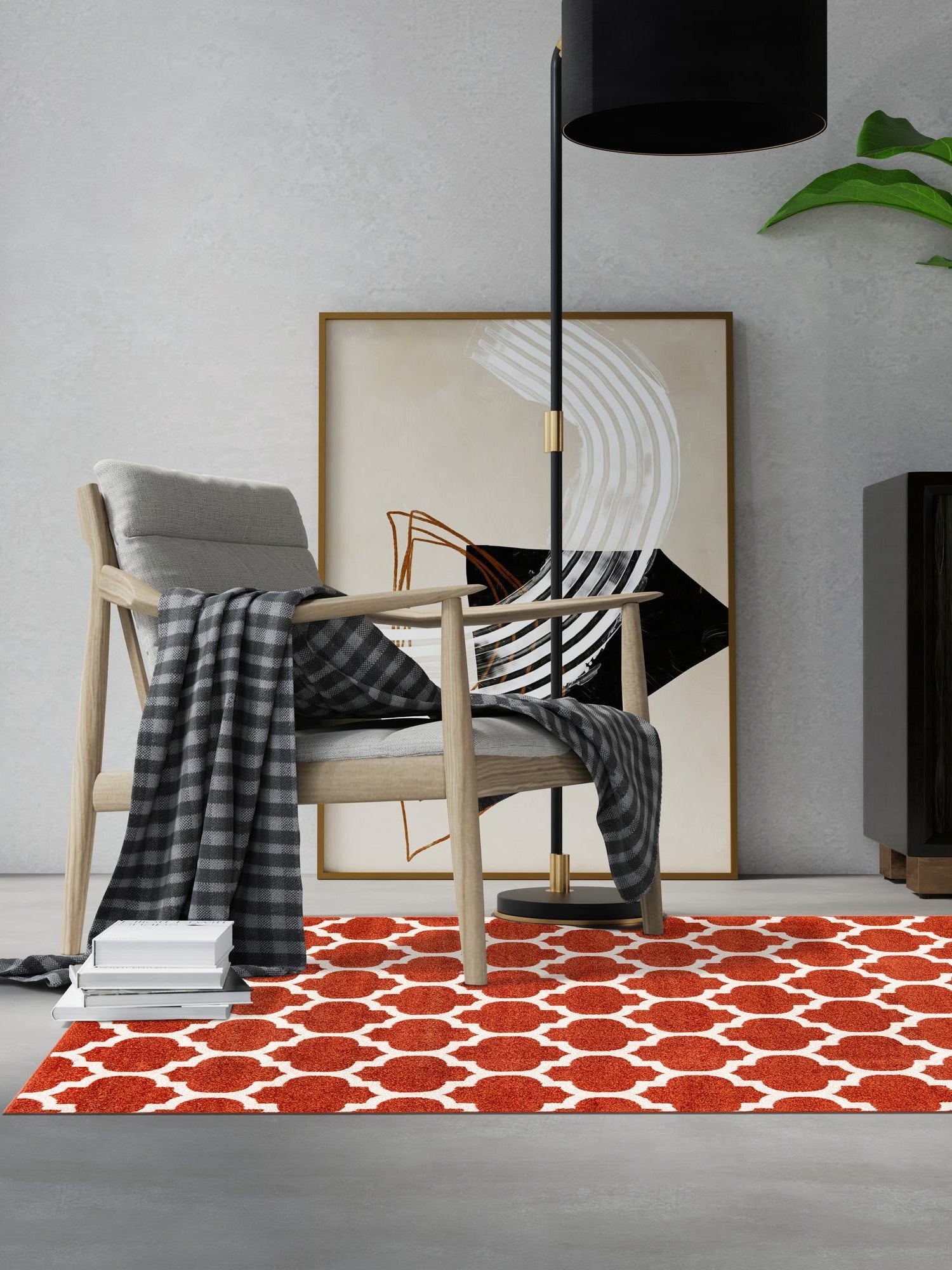 Light Terracotta 5' 1 x 8' Trellis Rectangle Area Rug