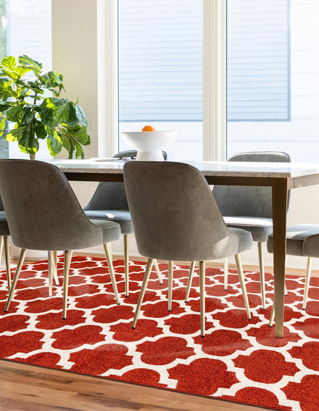 Light Terracotta 7' 1 x 10' Trellis Rectangle Area Rug Geometric Modern Unique Durable Easy Clean Carpet for Contemporary Interior Design for Sale at Rug Engine