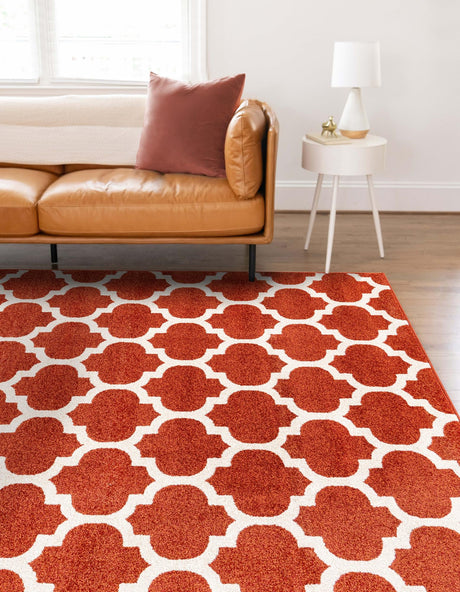 Light Terracotta 3' 3 x 5' 3 Trellis Rectangle Area Rug Geometric Modern Unique Durable Easy Clean Carpet for Contemporary Interior Design for Sale at Rug Engine