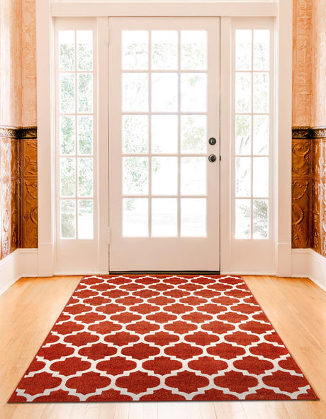 Light Terracotta 7' 1 x 10' Trellis Rectangle Area Rug Geometric Modern Unique Durable Easy Clean Carpet for Contemporary Interior Design for Sale at Rug Engine
