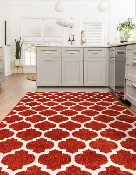 Light Terracotta 8' x 11' Trellis Rectangle Area Rug Geometric Modern Unique Durable Easy Clean Carpet for Contemporary Interior Design for Sale at Rug Engine